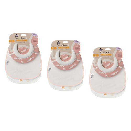 Tommee Tippee ComfeeFit Milk Feeding Bibs 0m+ Assorted 2 Pack Bundle of 3