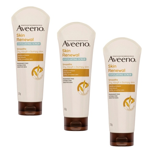 Aveeno Skin Renewal Exfoliating Body Scrub 225g Pack of 3