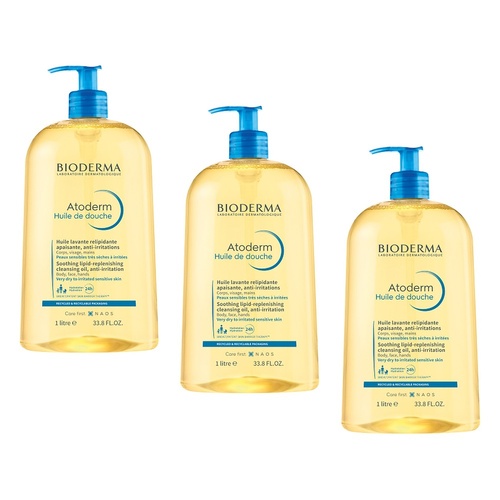 Bioderma Atoderm Ultra-Nourishing Shower Oil Cleanser 1L Pack of 3