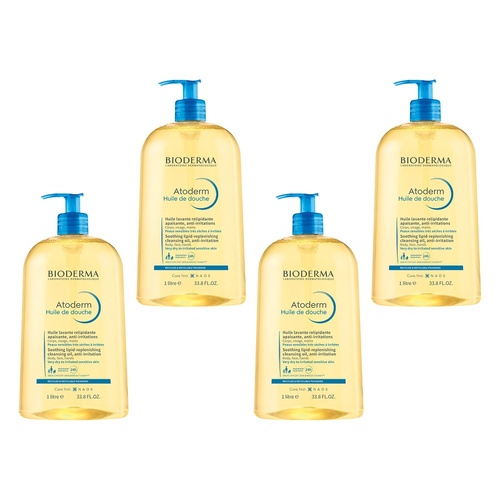Bioderma Atoderm Ultra-Nourishing Shower Oil Cleanser 1L Pack of 4
