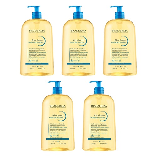 Bioderma Atoderm Ultra-Nourishing Shower Oil Cleanser 1L Pack of 5