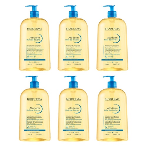 Bioderma Atoderm Ultra-Nourishing Shower Oil Cleanser 1L Pack of 6