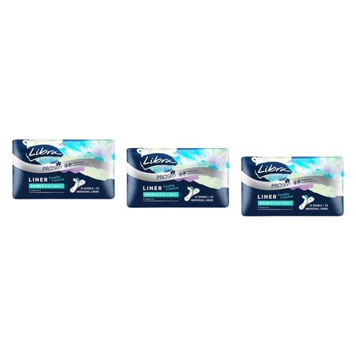 Libra Double 2 in 1 Liners with ProSkin 25 Pack x 6 Bundle of 3