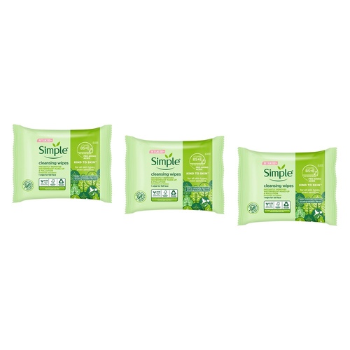 Simple Biodegradable Facial Wipes 25 Wipes x 6 Bundle of 3