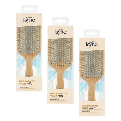 Lady Jayne Maple Wood Paddle Brush Soothe and Detangle Pack of 3