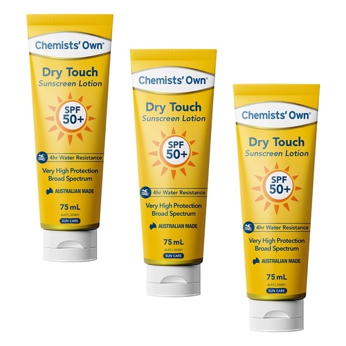 Chemists' Own Dry Touch Sunscreen SPF 50+ 75mL Pack of 3