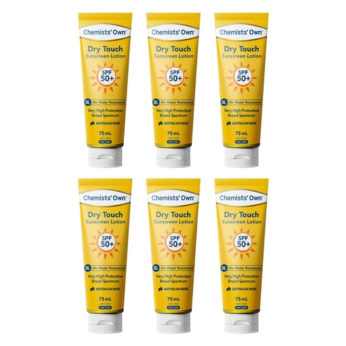 Chemists' Own Dry Touch Sunscreen SPF 50+ 75mL Pack of 6