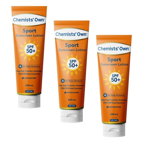 Chemists' Own Sunscreen Lotion Sport SPF 50+ 200mL Pack of 3