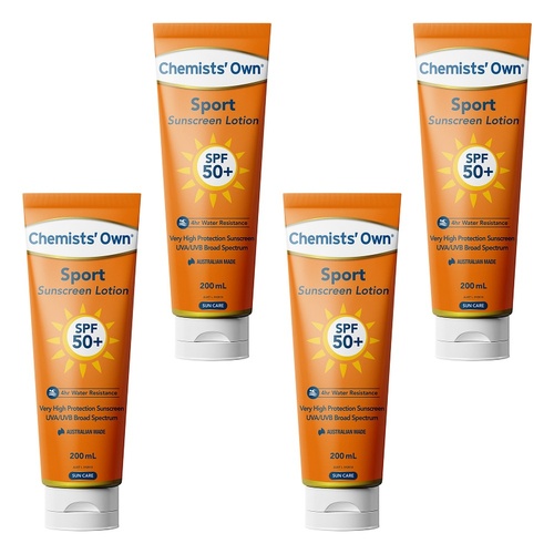 Chemists' Own Sunscreen Lotion Sport SPF 50+ 200mL Pack of 4