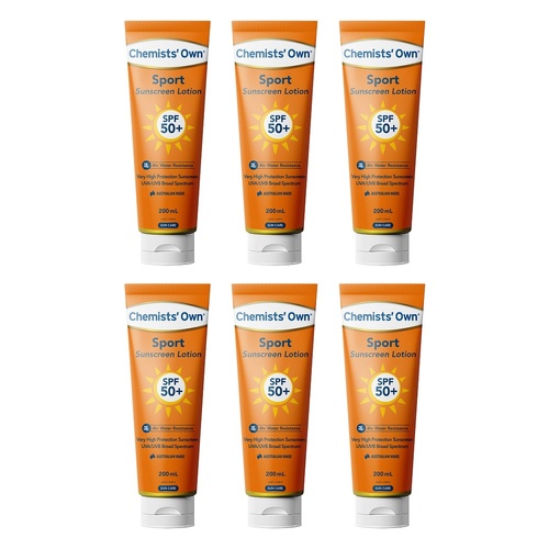 Chemists' Own Sunscreen Lotion Sport SPF 50+ 200mL Pack of 6