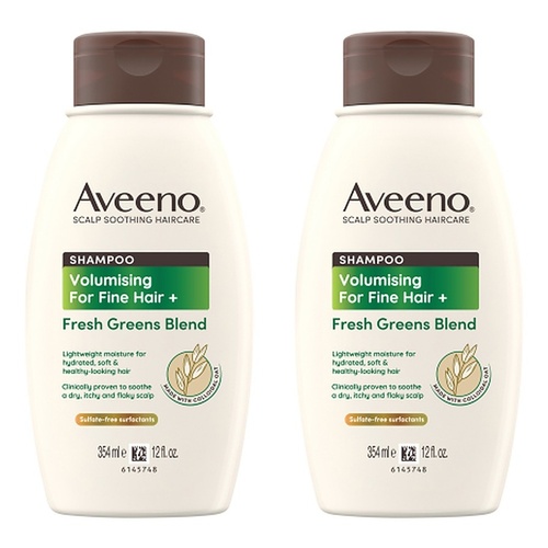 Aveeno Fresh Greens Blend Natural Volumising Shampoo for Fine Hair Pack of 2