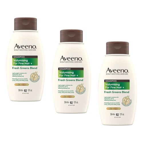 Aveeno Fresh Greens Blend Natural Volumising Shampoo for Fine Hair Pack of 3