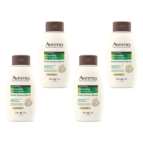 Aveeno Fresh Greens Blend Natural Volumising Shampoo for Fine Hair Pack of 4