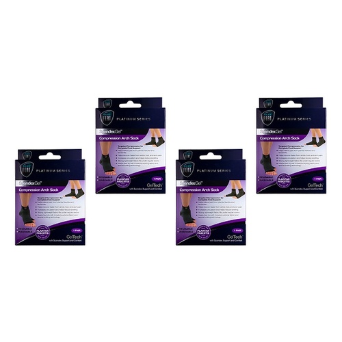 Neat Feat Spandex Gel Compression Arch Sock, Large Pack of 4