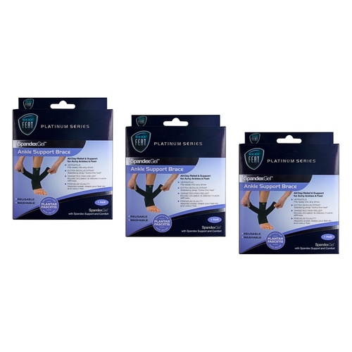 Neat Feat Spandex Gel Ankle Brace, Medium Pack of 3