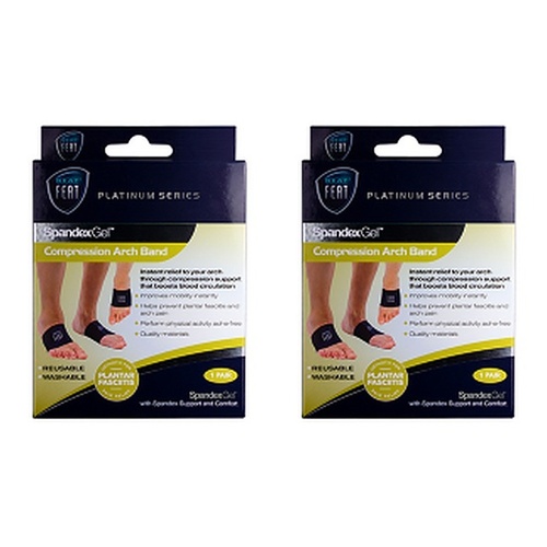Neat Feat Spandex Gel Compression Arch Band, Medium Pack of 2