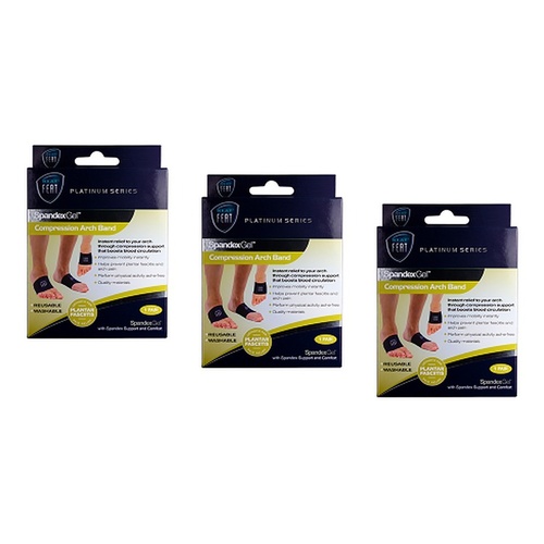 Neat Feat Spandex Gel Compression Arch Band, Medium Pack of 3