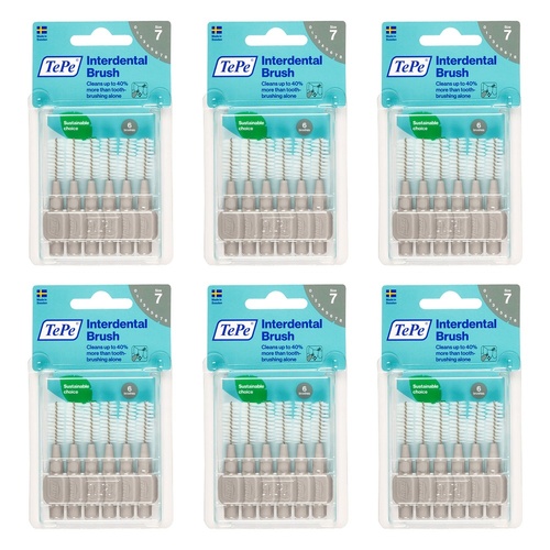 TEPE Interdental Brush Original Grey Pack (ISO 7) 6 Pack Bundle of 6