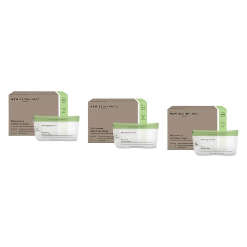 New Beginnings Microwave Steriliser Bags 6 Pack Bundle of 3