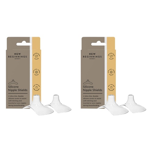 New Beginnings Silicone Nipple Shield 2 Pack Bundle of 2