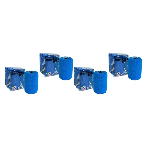 Medstock Cohesive Bandage Blue 10cm x 10m 1 Roll Pack of 4
