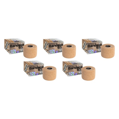 Medstock Cohesive Bandage Beige 5cm x 10m 1 Roll Pack of 5