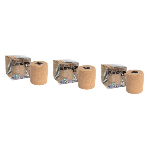 Medstock Cohesive Bandage Beige 7.5cm x 10m 1 Roll Pack of 3