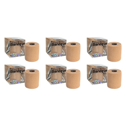 Medstock Cohesive Bandage Beige 7.5cm x 10m 1 Roll Pack of 6