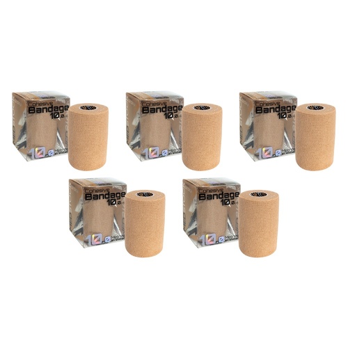 Medstock Cohesive Bandage Beige 10cm x 10m 1 Roll Pack of 5