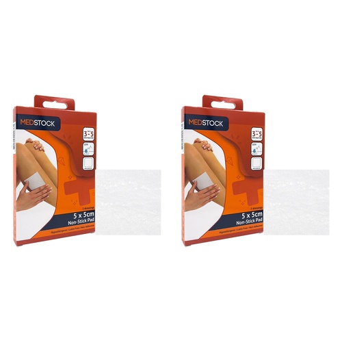 Medstock Non-Stick Pad 5cm x 5cm 5 Pack Bundle of 2