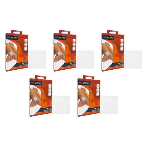 Medstock Non-Stick Pad 5cm x 5cm 5 Pack Bundle of 5