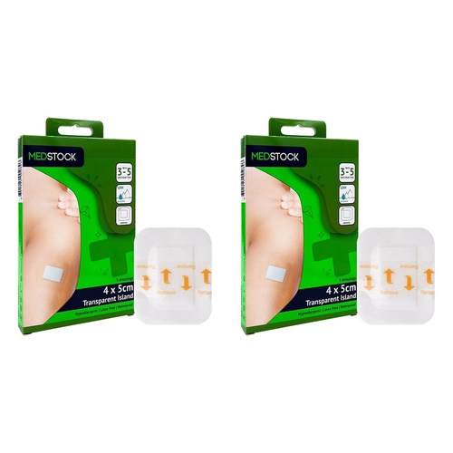 Medstock Transparent Film Island Dressing 4cm x 5cm 5 Pack Bundle of 2