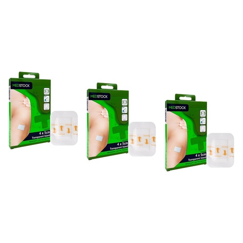 Medstock Transparent Film Island Dressing 4cm x 5cm 5 Pack Bundle of 3