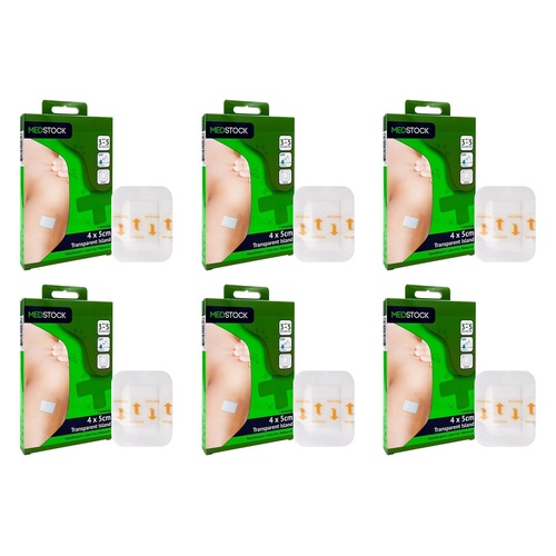 Medstock Transparent Film Island Dressing 4cm x 5cm 5 Pack Bundle of 6
