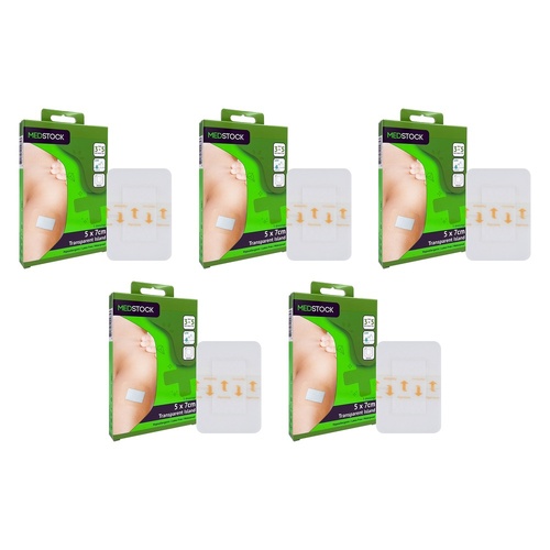 Medstock Transparent Film Island Dressing 5cm x 7cm 5 Pack Bundle of 5
