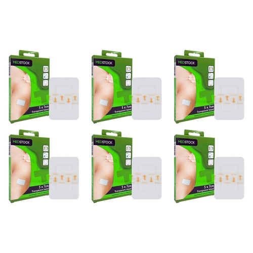 Medstock Transparent Film Island Dressing 5cm x 7cm 5 Pack Bundle of 6