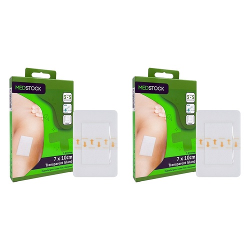Medstock Transparent Film Island Dressing 7cm x 10cm 5 Pack Bundle of 2