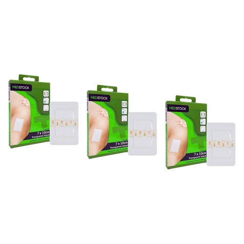 Medstock Transparent Film Island Dressing 7cm x 10cm 5 Pack Bundle of 3