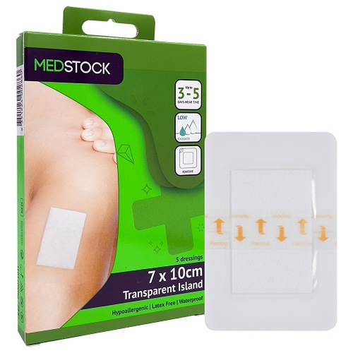 Medstock Transparent Film Island Dressing 7cm x 10cm 5 Pack