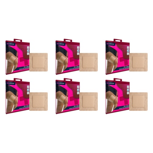 Medstock Silicone Foam Dressing with Border 10cm x 10cm 2 Pack Bundle of 6