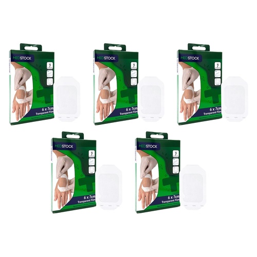 Medstock Transparent Film Dressing 6cm x 7cm 5 Pack Bundle of 5