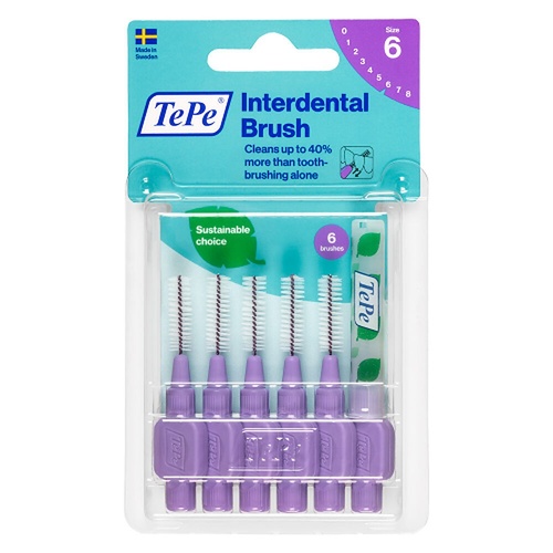 TEPE Interdental Brush 1.1mm Purple 6 Pack