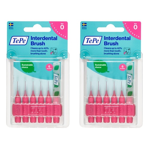 TEPE Interdental Brush 0.4mm Pink 6 Pack Bundle of 2