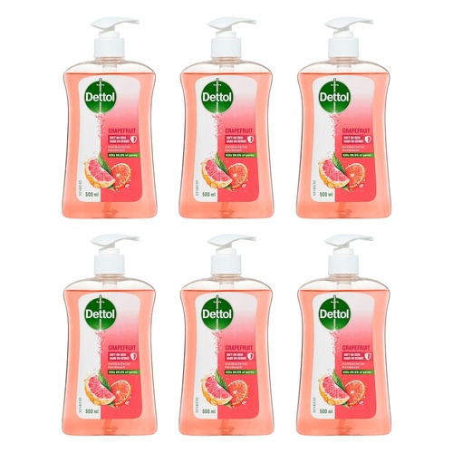 Dettol Antibacterial Hand Wash Grapefruit 500mL Pack of 6