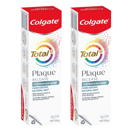 Colgate Total Plaque Release Toothpaste Farm-Grown Natural Mint 95g Pack of 2