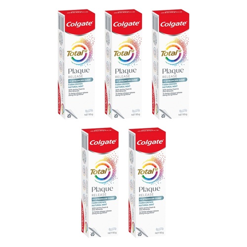 Colgate Total Plaque Release Toothpaste Farm-Grown Natural Mint 95g Pack of 5