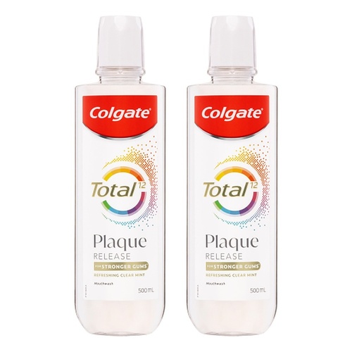 Colgate Total Plaque Release Mouthwash Clear Mint 500mL Pack of 2