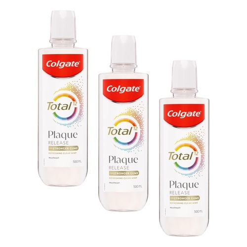 Colgate Total Plaque Release Mouthwash Clear Mint 500mL Pack of 3
