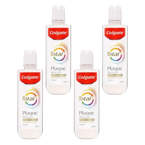 Colgate Total Plaque Release Mouthwash Clear Mint 500mL Pack of 4