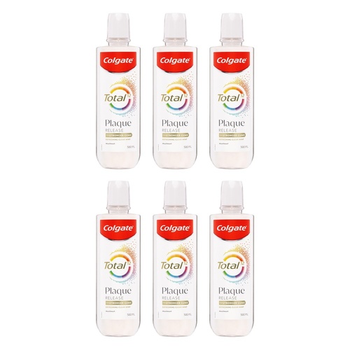 Colgate Total Plaque Release Mouthwash Clear Mint 500mL Pack of 6